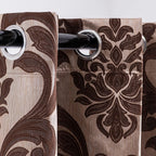 NAPEARL Damask Curtains-Fancy Jacquard Semi-Blackout Brown Curtain Drapes for legant & Private Living Room & Bedroom, Luxury Curtains 96 Inches Length (2 Panels, Each 52 x 96 Inches)