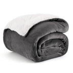 Bedsure GentleSoft Sherpa Fleece Queen Blankets for Bed, Non-Heated, Thick and Warm Throw for Women and Men, Soft Fuzzy Plush Queen Blanket for Winter, Grey, 90x90 Inches