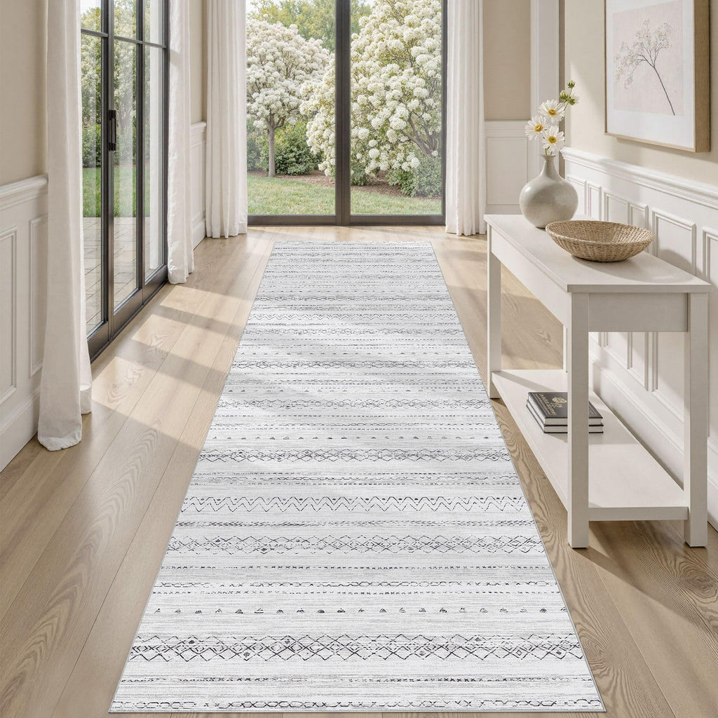 cotiled 5x7 Area Rug Living Room: Washable Boho Rugs with Non Slip Backing Large Soft Indoor Stain Resistant Carpet for Bedroom Farmhouse Dining Room Lightweight Home Decor L Brown/Cream