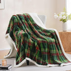 PU MEI Sherpa Fleece Throw Blanket 60" x 80" Reversible Plush Fluffy Large Big Blanket Lattice Flannel Blankets for Sofa Couch Bed (Grey-Soft Blue, 60"*80")