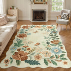 Lahome Floral Living Room Rugs, Area Rugs 5x7 Rug for Bedroom Ultra-Thin Soft Rug, Non-Slip Washable Rugs Stain Resistant Boho Rug Flore Throw Rug for ‎Dining Room Office (5x7ft,Green)