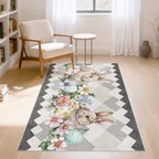 cotiled 5x7 Area Rug Living Room: Washable Boho Rugs with Non Slip Backing Large Soft Indoor Stain Resistant Carpet for Bedroom Farmhouse Dining Room Lightweight Home Decor L Brown/Cream