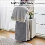 NANPIPER Sherpa Blanket Twin Thick Warm Blankets for Winter Bed Super Soft Fuzzy Flannel Fleece/Wool Like Reversible Velvet Plush Fabric(Light Grey Twin Size 60"x80")