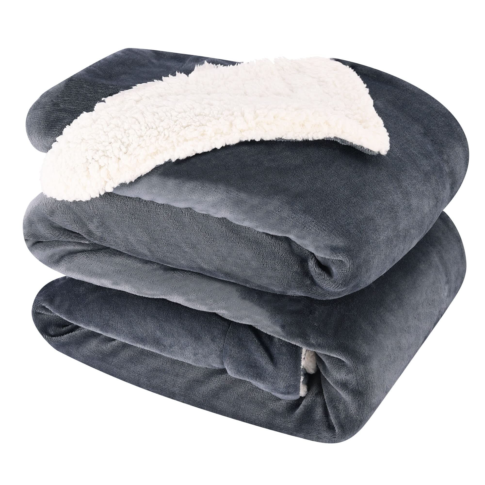 NANPIPER Sherpa Blanket Twin Thick Warm Blankets for Winter Bed Super Soft Fuzzy Flannel Fleece/Wool Like Reversible Velvet Plush Fabric(Light Grey Twin Size 60"x80")