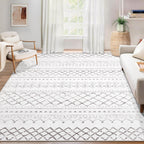 Area Rug Living Room Rugs 8x10 - Large Soft Boho Geometric Rug, Non-Slip Foldable Washable Rugs Non Shedding Morden Indoor Floor Carpet for Living Room Bedroom Office Dining Room(Brown Green,8'x10')