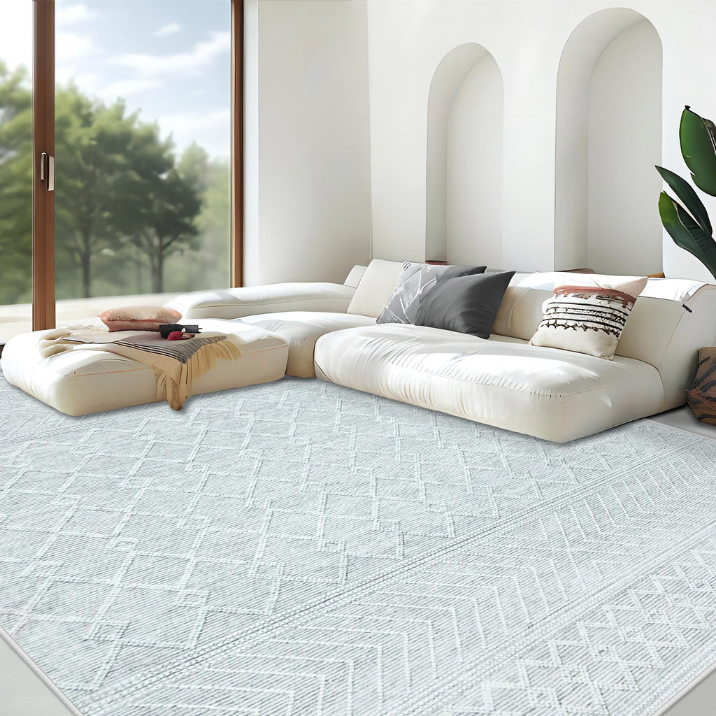 Area Rug Living Room Rugs 8x10 - Large Soft Boho Geometric Rug, Non-Slip Foldable Washable Rugs Non Shedding Morden Indoor Floor Carpet for Living Room Bedroom Office Dining Room(Brown Green,8'x10')