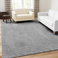 5x7 Geometric Solid Beige Area Rug – Washable, Durable Non-Slip Indoor Carpet with Soft High-Low Pile, Fluffy Floor Rugs for Living Room, Bedroom, Bedside, Kids Room, Nursery,Home Office Décor