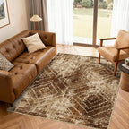 BESTSWEETIE Area Rug 5x7 Rug Machine Washable Non-Slip Low Pile Print Pattern Western Rug for Living Room Bedroom Entryway Tribal Series -Black