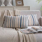 Cethom Navy Blue Boho Throw Pillow Covers 20x20 Inch Set of 2, Stripe Textured Decorative Couch Pillow Cases for Bed, Sofa, Living Room, Bedroom, Farmhouse Home Accent Cushion Covers