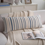 Cethom Navy Blue Boho Throw Pillow Covers 20x20 Inch Set of 2, Stripe Textured Decorative Couch Pillow Cases for Bed, Sofa, Living Room, Bedroom, Farmhouse Home Accent Cushion Covers