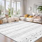 cotiled 5x7 Area Rug Living Room: Washable Boho Rugs with Non Slip Backing Large Soft Indoor Stain Resistant Carpet for Bedroom Farmhouse Dining Room Lightweight Home Decor L Brown/Cream