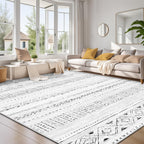 cotiled 5x7 Area Rug Living Room: Washable Boho Rugs with Non Slip Backing Large Soft Indoor Stain Resistant Carpet for Bedroom Farmhouse Dining Room Lightweight Home Decor L Brown/Cream