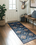 BESTSWEETIE Area Rug 5x7 Rug Machine Washable Non-Slip Low Pile Print Pattern Western Rug for Living Room Bedroom Entryway Tribal Series -Black