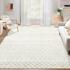Area Rug Living Room Rugs 8x10 - Large Soft Boho Geometric Rug, Non-Slip Foldable Washable Rugs Non Shedding Morden Indoor Floor Carpet for Living Room Bedroom Office Dining Room(Brown Green,8'x10')