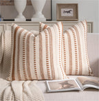Cethom Navy Blue Boho Throw Pillow Covers 20x20 Inch Set of 2, Stripe Textured Decorative Couch Pillow Cases for Bed, Sofa, Living Room, Bedroom, Farmhouse Home Accent Cushion Covers