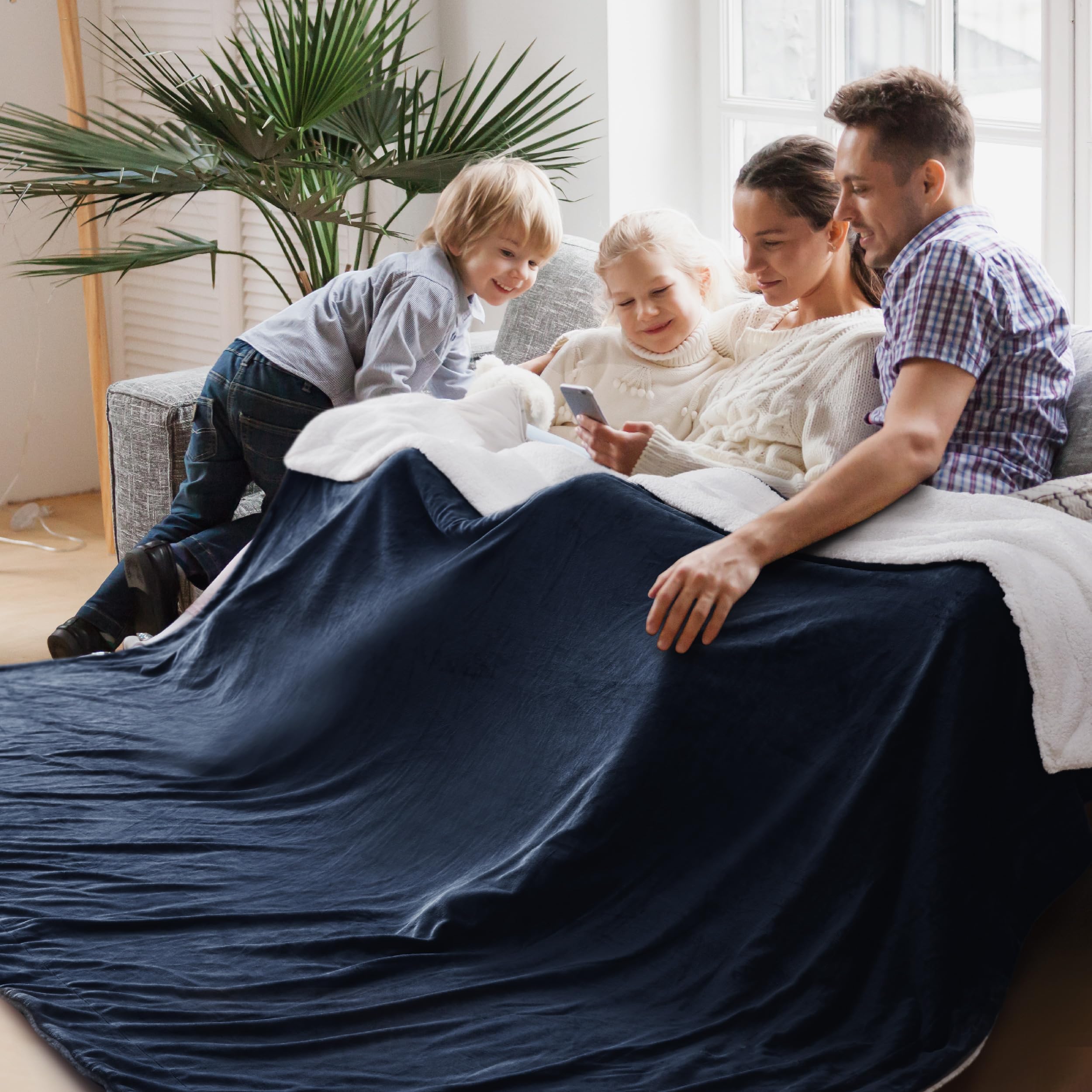 Bedsure GentleSoft Sherpa Fleece Queen Blankets for Bed, Non-Heated, Thick and Warm Throw for Women and Men, Soft Fuzzy Plush Queen Blanket for Winter, Grey, 90x90 Inches