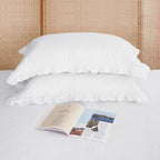 Striped Linen Pillow Cases Set of 2,20"x30" Standard/Queen Size,100% French Natural Flax Soft Linen Pillowcases,Natural Stripe