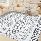 Area Rug Living Room Rugs 8x10 - Large Soft Boho Geometric Rug, Non-Slip Foldable Washable Rugs Non Shedding Morden Indoor Floor Carpet for Living Room Bedroom Office Dining Room(Brown Green,8'x10')