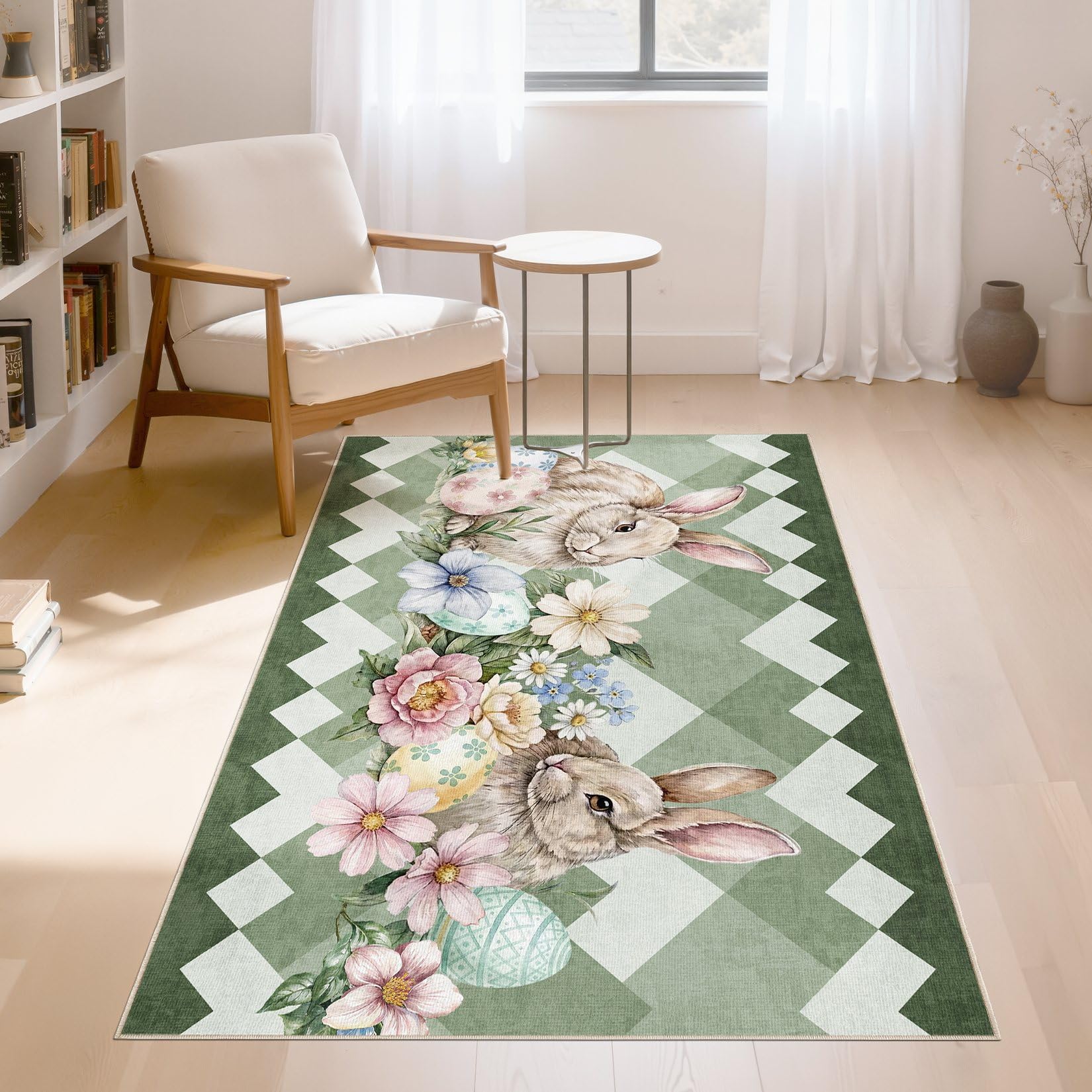cotiled 5x7 Area Rug Living Room: Washable Boho Rugs with Non Slip Backing Large Soft Indoor Stain Resistant Carpet for Bedroom Farmhouse Dining Room Lightweight Home Decor L Brown/Cream