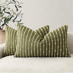 Foindtower Pack of 2 Decorative Jacquard Boucle Throw Pillow Covers Accent Textured Striped Pillowcases Soft Boho Modern Cushion for Couch Sofa Bedroom Living Room Home Decor 20x20 Inch Natural Beige