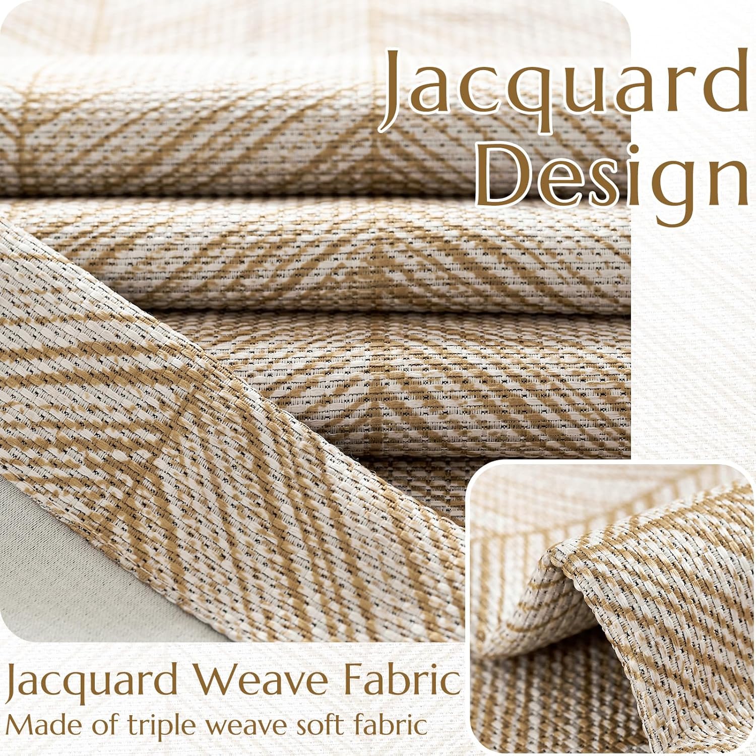 jinchan Taupe Printed Curtains Modern Jacquard Curtains with Herringbone Geometric Zigzag Pattern Room Darkening Drapes for Living Room Bedroom Grommet Top Window Treatments 63 Inch Length 2 Panels