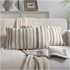 Cethom Navy Blue Boho Throw Pillow Covers 20x20 Inch Set of 2, Stripe Textured Decorative Couch Pillow Cases for Bed, Sofa, Living Room, Bedroom, Farmhouse Home Accent Cushion Covers