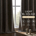 Beauoop Beige Floral Jacquard Blackout Curtains 96 Inches Long 2 Panels for Bedroom Living Room Chenille Flower Room Darkening Thermal Insulated Soundproof Rod Pocket Back Tab Window Drapes, 52x96