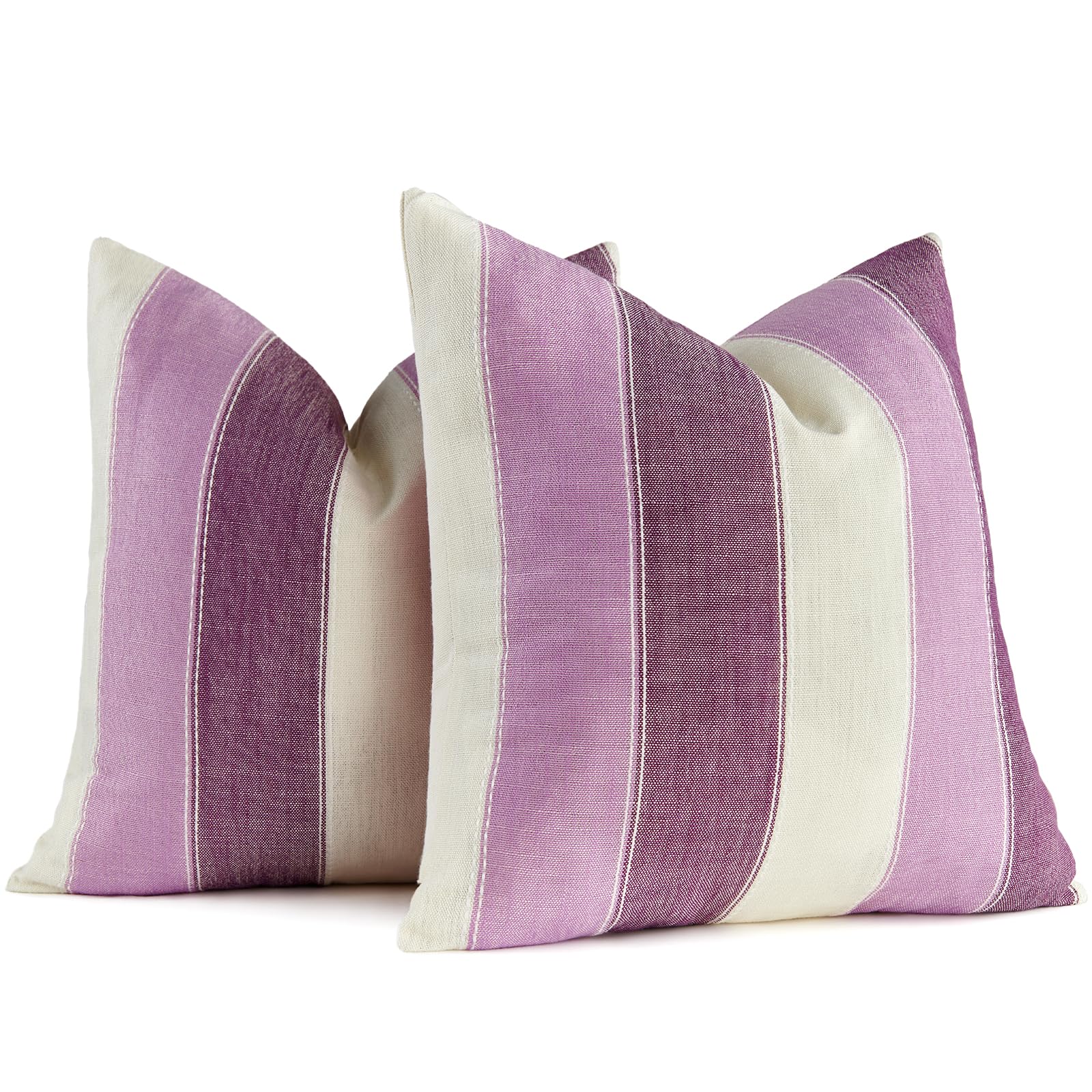 AmHoo Pack of 2 Farmhouse Stripe Check Throw Pillow Covers Set Case Cotton Linen Decorative Pillowcases Cushion Cover for Couch Bench Sofa 18x18 Inch Sage Green