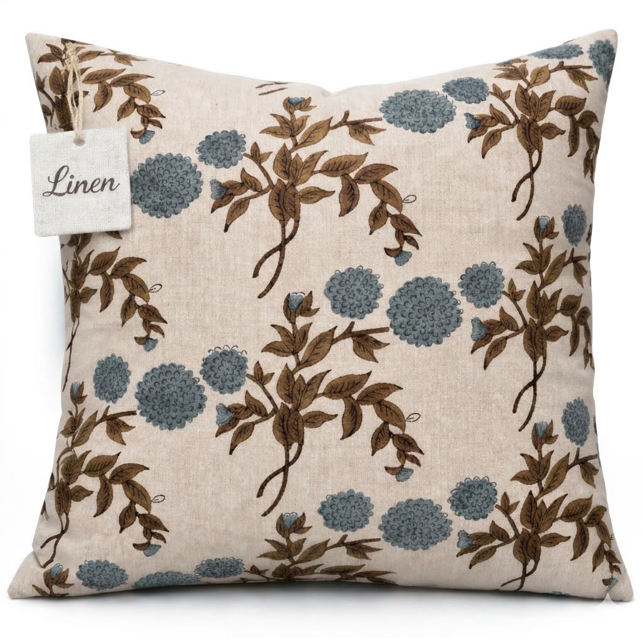 Linen Throw Pillow Covers Stripe Brown Pillow Cover Spring Decorative Pillow Covers for Living Room, Bedroom (Brown Stripes, 22" L x 22" W)