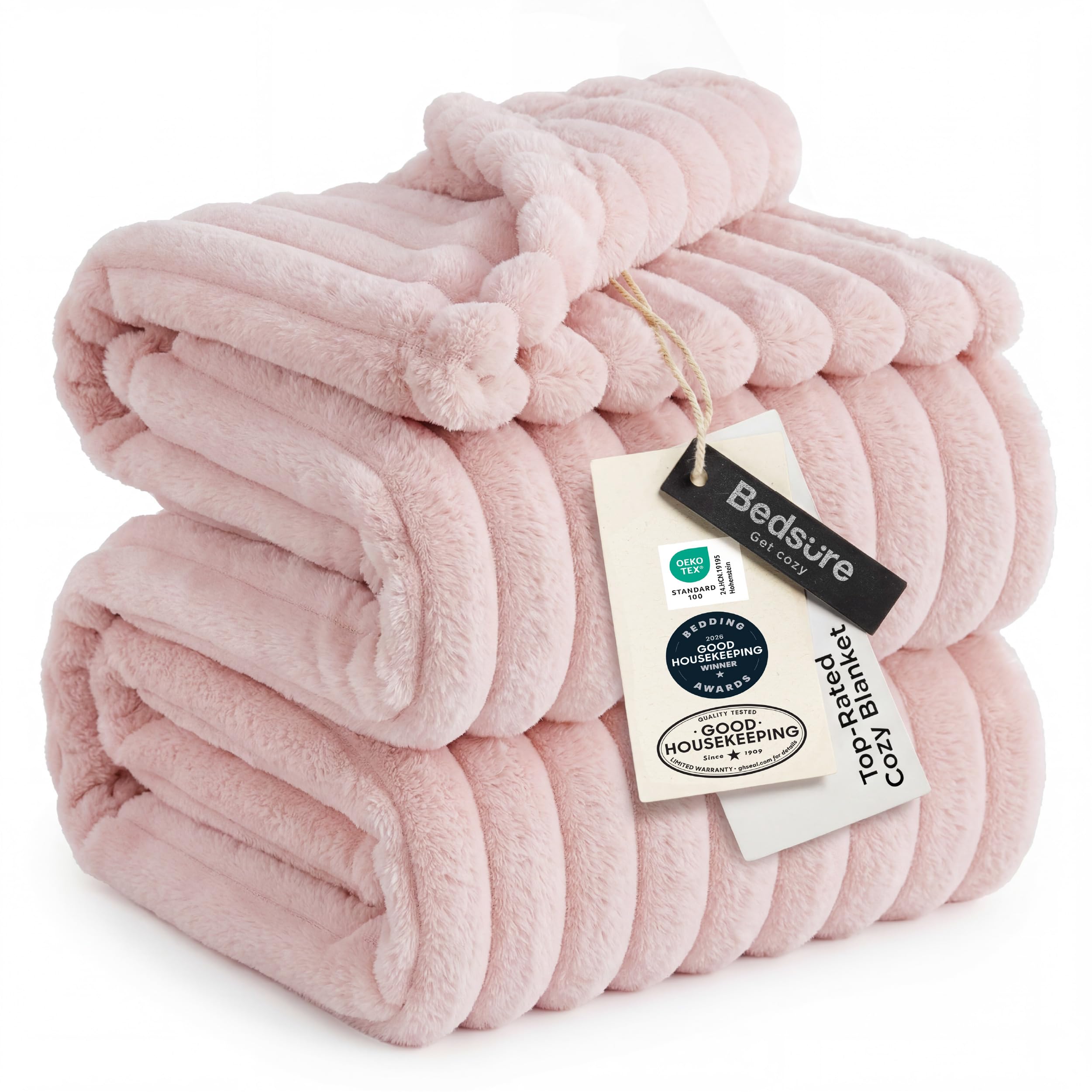 Bedsure GentleSoft Fleece Bed Blankets Full Size - Cozy Soft Blankets for Women, Cute Small Throws for Girls, Beige, 84x90 Inches