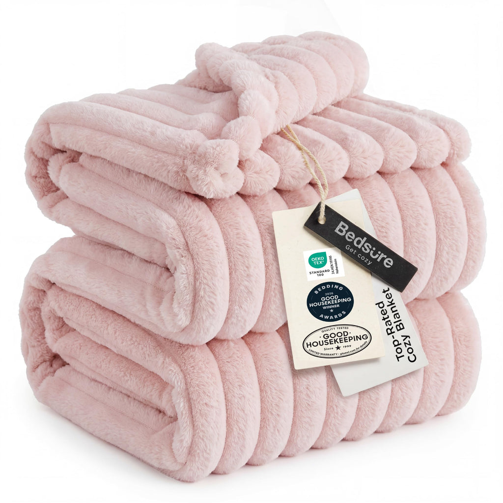 Bedsure GentleSoft Blankets Queen Size for Bed - Cozy Soft Sofa Couch Cover Blankets for Women, Cute Large Bedding Fleece Throws for Girls, Off White, 90x90 Inches