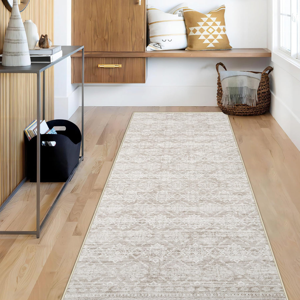 Area Rug Living Room Rugs 8x10 - Large Soft Boho Geometric Rug, Non-Slip Foldable Washable Rugs Non Shedding Morden Indoor Floor Carpet for Living Room Bedroom Office Dining Room(Brown Green,8'x10')
