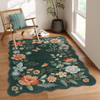 Lahome Floral Living Room Rugs, Area Rugs 5x7 Rug for Bedroom Ultra-Thin Soft Rug, Non-Slip Washable Rugs Stain Resistant Boho Rug Flore Throw Rug for ‎Dining Room Office (5x7ft,Green)