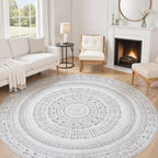 cotiled 5x7 Area Rug Living Room: Washable Boho Rugs with Non Slip Backing Large Soft Indoor Stain Resistant Carpet for Bedroom Farmhouse Dining Room Lightweight Home Decor L Brown/Cream