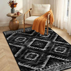 BESTSWEETIE Area Rug 5x7 Rug Machine Washable Non-Slip Low Pile Print Pattern Western Rug for Living Room Bedroom Entryway Tribal Series -Black