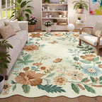 Lahome Floral Living Room Rugs, Area Rugs 5x7 Rug for Bedroom Ultra-Thin Soft Rug, Non-Slip Washable Rugs Stain Resistant Boho Rug Flore Throw Rug for ‎Dining Room Office (5x7ft,Green)