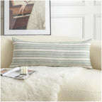 Cethom Decorative Boho Throw Pillow Covers, Farmhouse Textured Pillow Case, 20 x 20 Inch Set of 2, Chair Sofa Bedroom Living Room Home Decor Couch Cushion Case, Classic Blue and Beige Striped