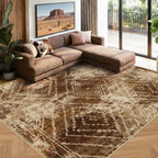 BESTSWEETIE Area Rug 5x7 Rug Machine Washable Non-Slip Low Pile Print Pattern Western Rug for Living Room Bedroom Entryway Tribal Series -Black
