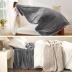 Bedsure Grey Queen Size GentleSoft Fleece Blanket 90×90 Inch, Anti-Static Cozy Microfiber Throw Blanket Gift for Men