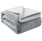 NANPIPER Sherpa Blanket Twin Thick Warm Blankets for Winter Bed Super Soft Fuzzy Flannel Fleece/Wool Like Reversible Velvet Plush Fabric(Light Grey Twin Size 60"x80")