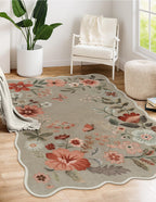 Lahome Floral Living Room Rugs, Area Rugs 5x7 Rug for Bedroom Ultra-Thin Soft Rug, Non-Slip Washable Rugs Stain Resistant Boho Rug Flore Throw Rug for ‎Dining Room Office (5x7ft,Green)