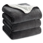 Bedsure GentleSoft Sherpa Fleece Queen Blankets for Bed, Non-Heated, Thick and Warm Throw for Women and Men, Soft Fuzzy Plush Queen Blanket for Winter, Grey, 90x90 Inches