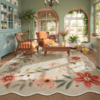 Lahome Floral Living Room Rugs, Area Rugs 5x7 Rug for Bedroom Ultra-Thin Soft Rug, Non-Slip Washable Rugs Stain Resistant Boho Rug Flore Throw Rug for ‎Dining Room Office (5x7ft,Green)
