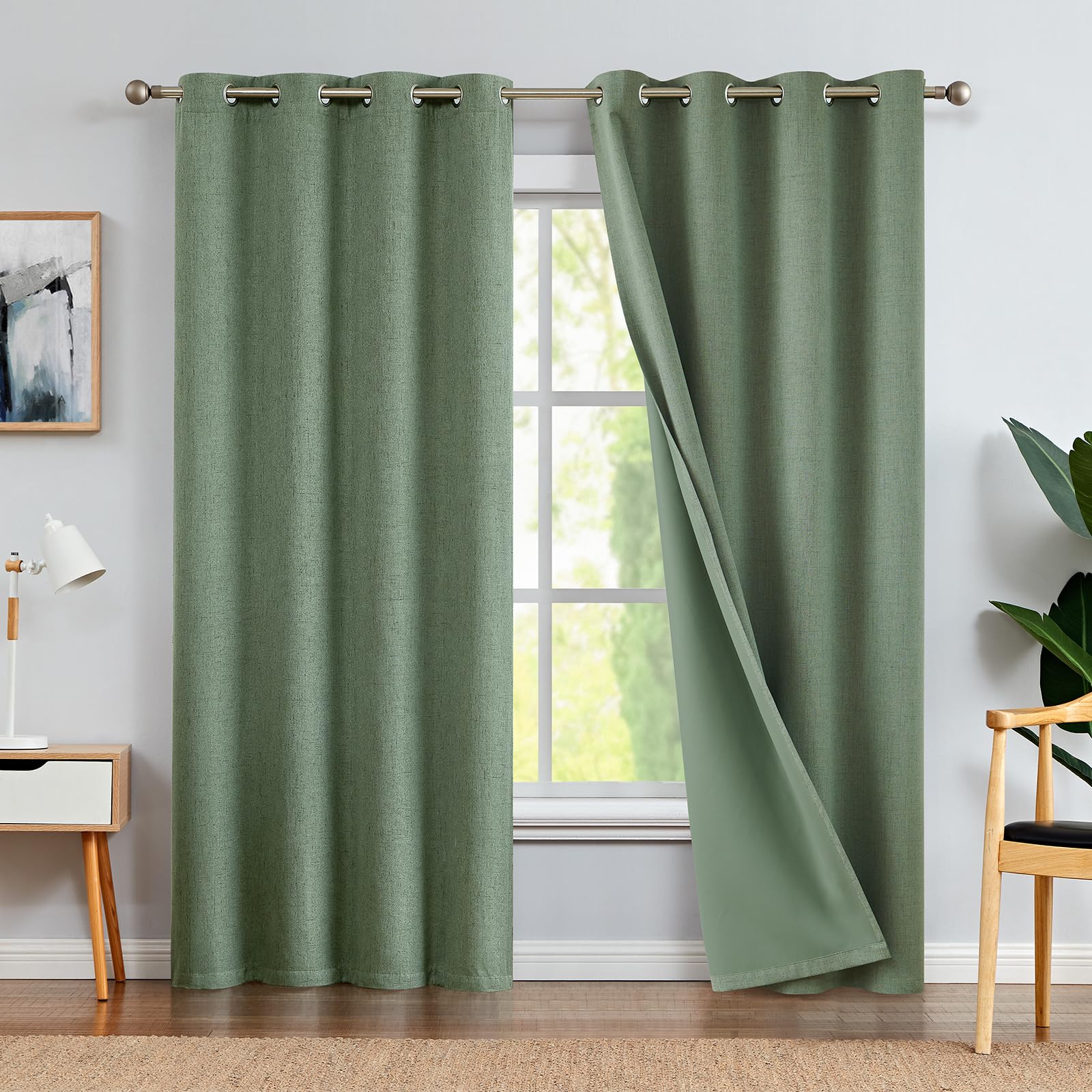 jinchan Taupe Printed Curtains Modern Jacquard Curtains with Herringbone Geometric Zigzag Pattern Room Darkening Drapes for Living Room Bedroom Grommet Top Window Treatments 63 Inch Length 2 Panels