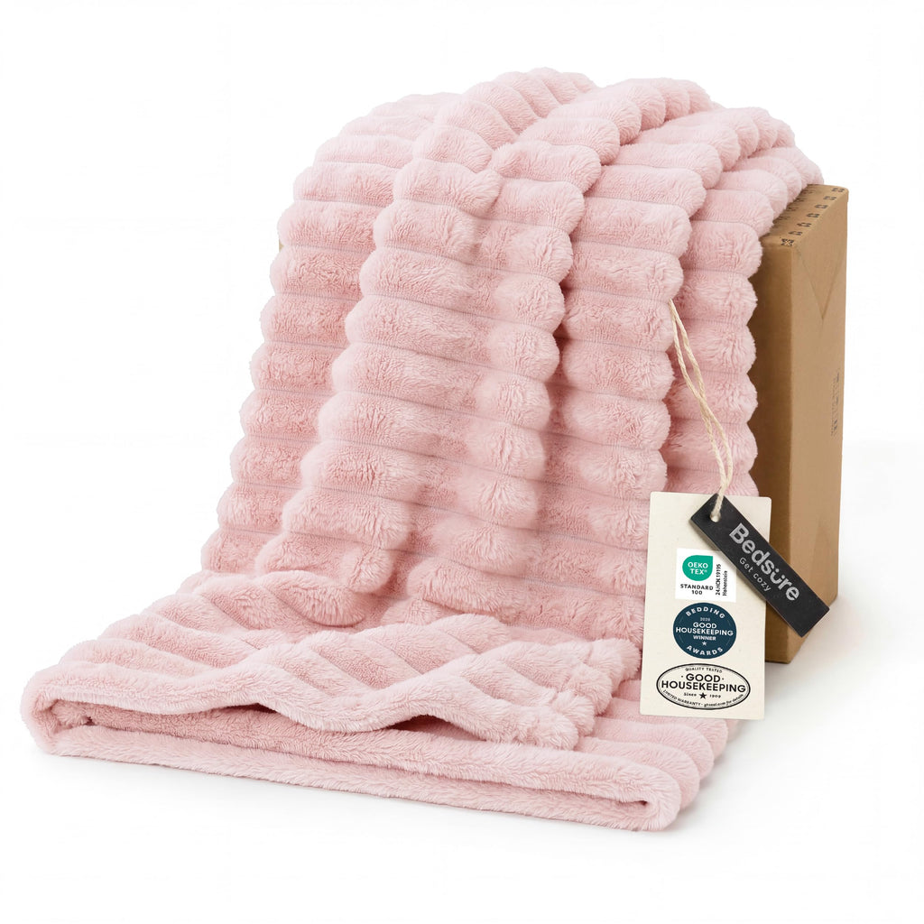 Bedsure GentleSoft Fleece Bed Blankets Full Size - Cozy Soft Blankets for Women, Cute Small Throws for Girls, Beige, 84x90 Inches