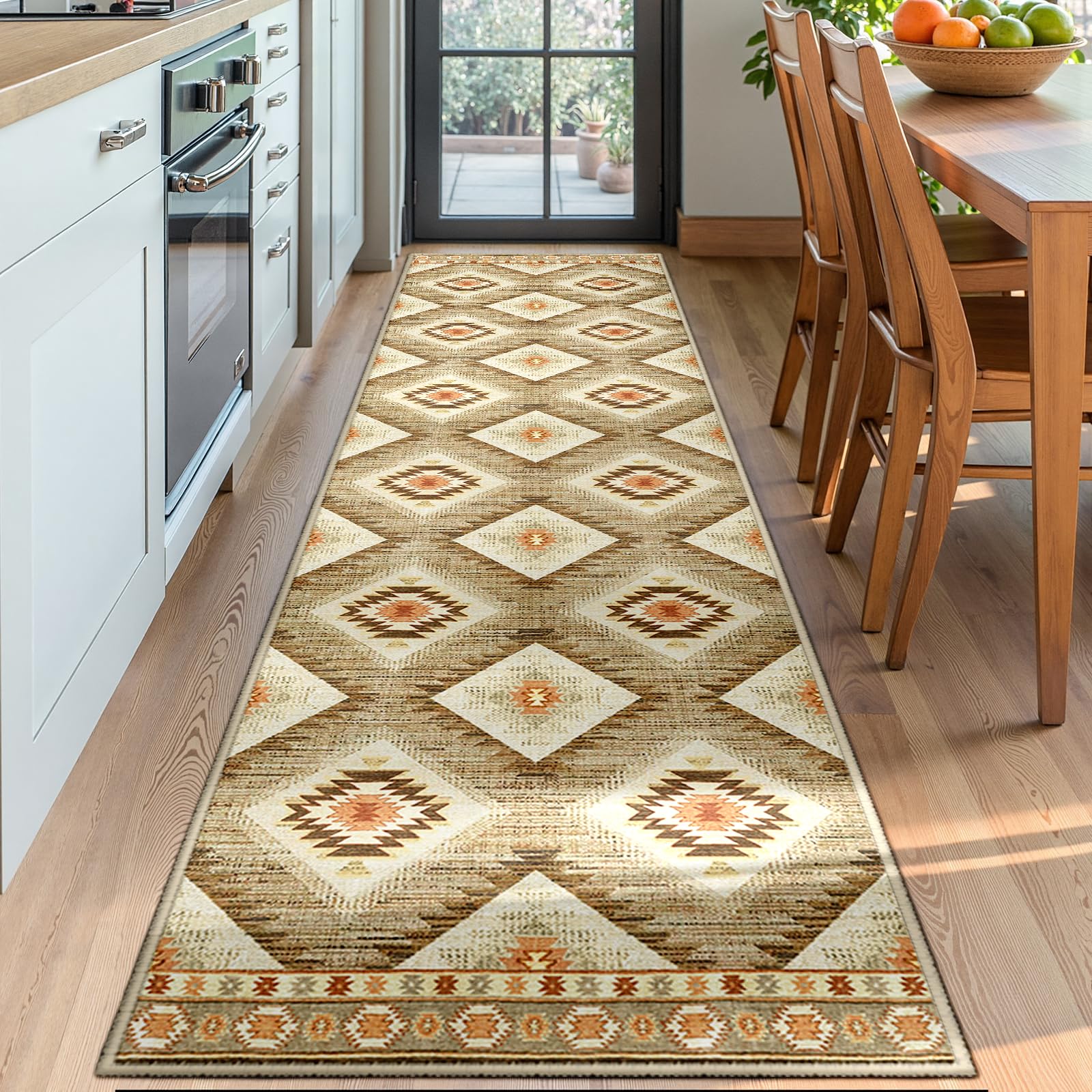 BESTSWEETIE Area Rug 5x7 Rug Machine Washable Non-Slip Low Pile Print Pattern Western Rug for Living Room Bedroom Entryway Tribal Series -Black