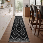 BESTSWEETIE Area Rug 5x7 Rug Machine Washable Non-Slip Low Pile Print Pattern Western Rug for Living Room Bedroom Entryway Tribal Series -Black