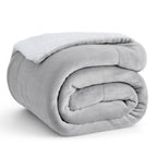Bedsure GentleSoft Sherpa Fleece Queen Blankets for Bed, Non-Heated, Thick and Warm Throw for Women and Men, Soft Fuzzy Plush Queen Blanket for Winter, Grey, 90x90 Inches