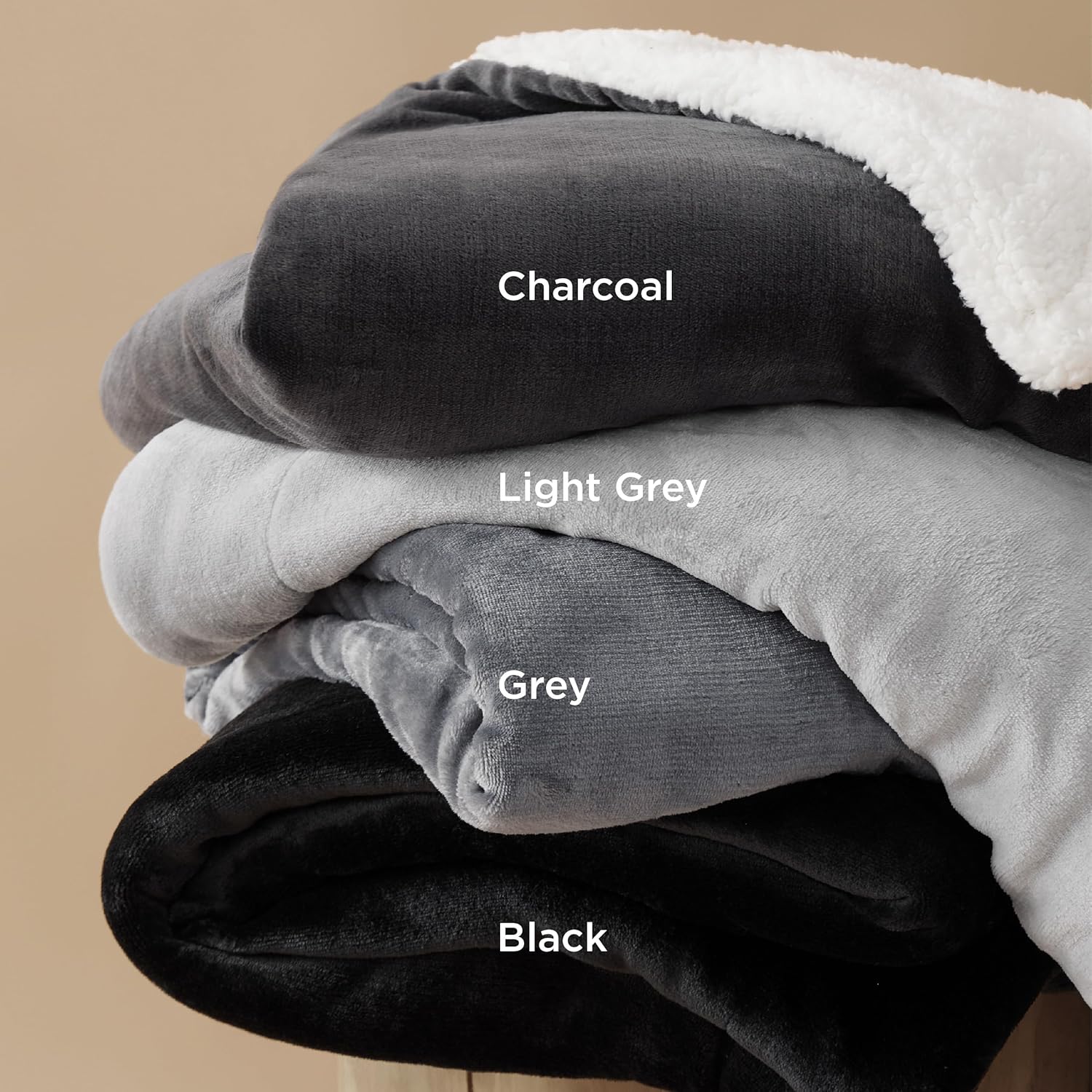 Bedsure GentleSoft Sherpa Fleece Queen Blankets for Bed, Non-Heated, Thick and Warm Throw for Women and Men, Soft Fuzzy Plush Queen Blanket for Winter, Grey, 90x90 Inches