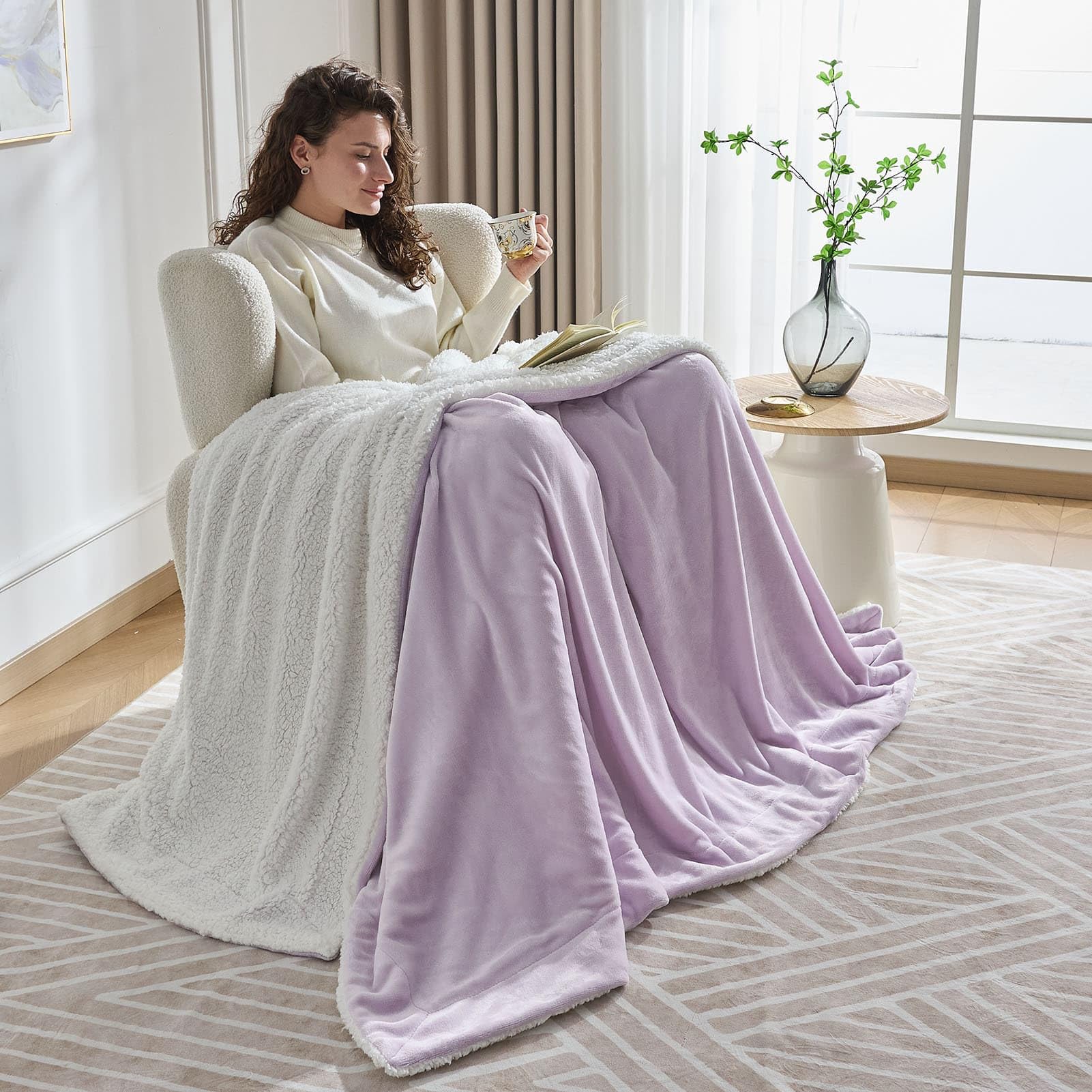 NANPIPER Sherpa Blanket Twin Thick Warm Blankets for Winter Bed Super Soft Fuzzy Flannel Fleece/Wool Like Reversible Velvet Plush Fabric(Light Grey Twin Size 60"x80")